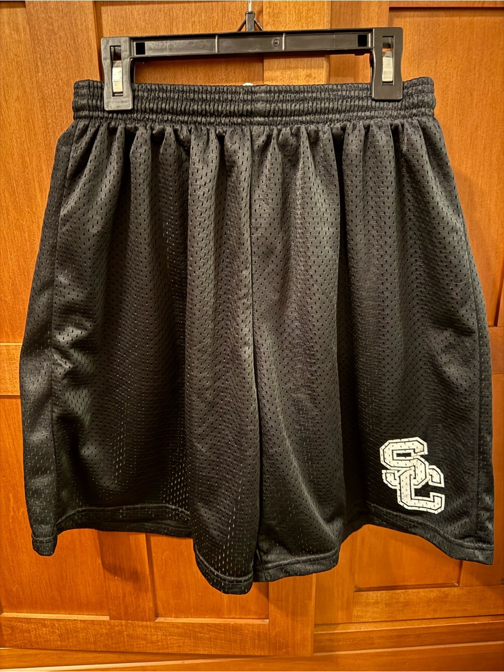 A4 Men’s Black Athletic Mesh Basketball Shorts "SC" Logo – Size Medium